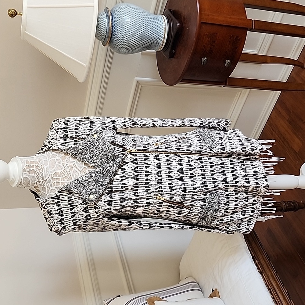 Lucky Brand asymmetrical zip knit jacket.